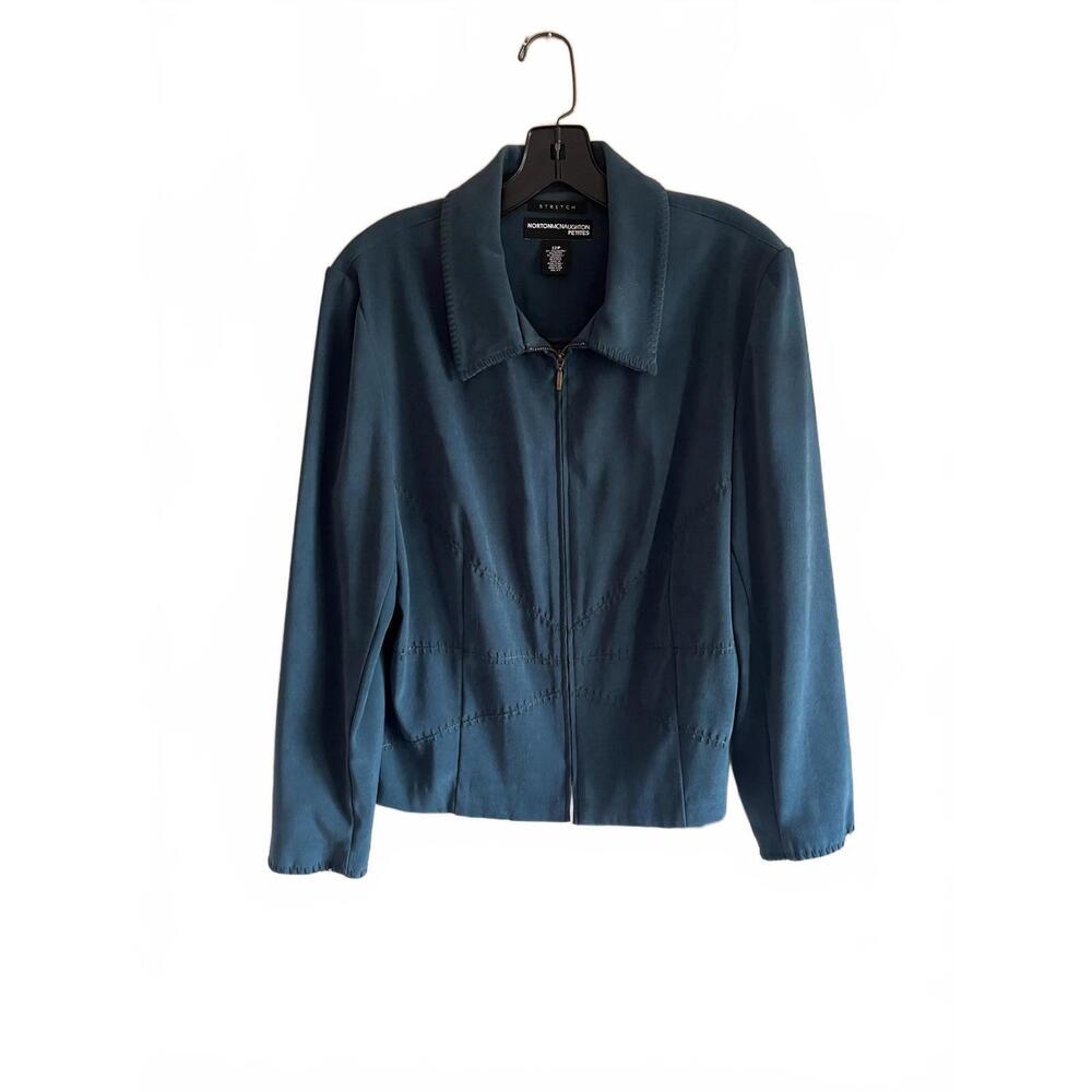 Norton McNaughton Blue ZipFront Collared LongSleeve Casual Jacket Petite 12P Wom